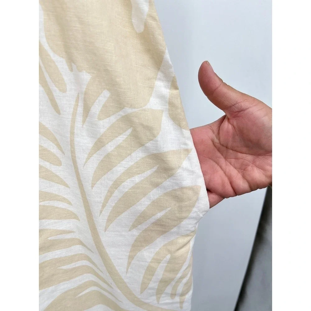 Gap Kids XXL Linen Blend Tropical Hibiscus Knot Back Shift Dress Khaki White - Picture 3 of 8